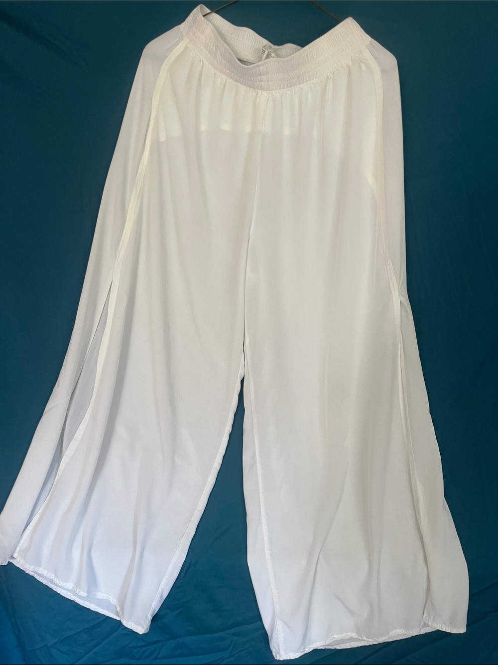 Wide Leg White Palazzo Pants - Lightweight Flowing Fit